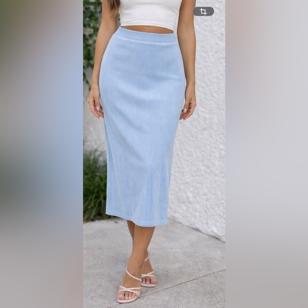 NWT XXL Old Navy Sky Blue Ribbed Pencil Skirt, baby blue